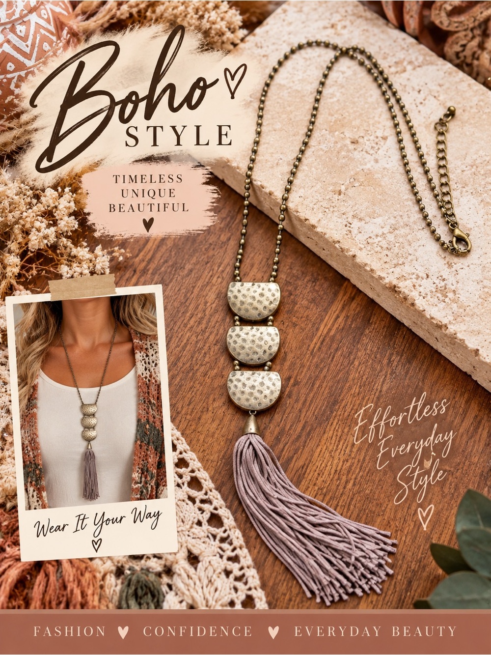771 Erica Lyons Lavender Tassel Necklace with Antiqued Gold Accents